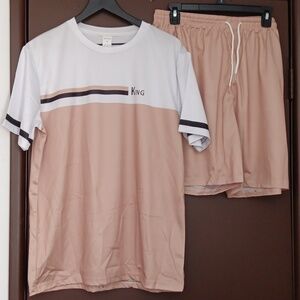 Men's White and Tan Jersey Shirt